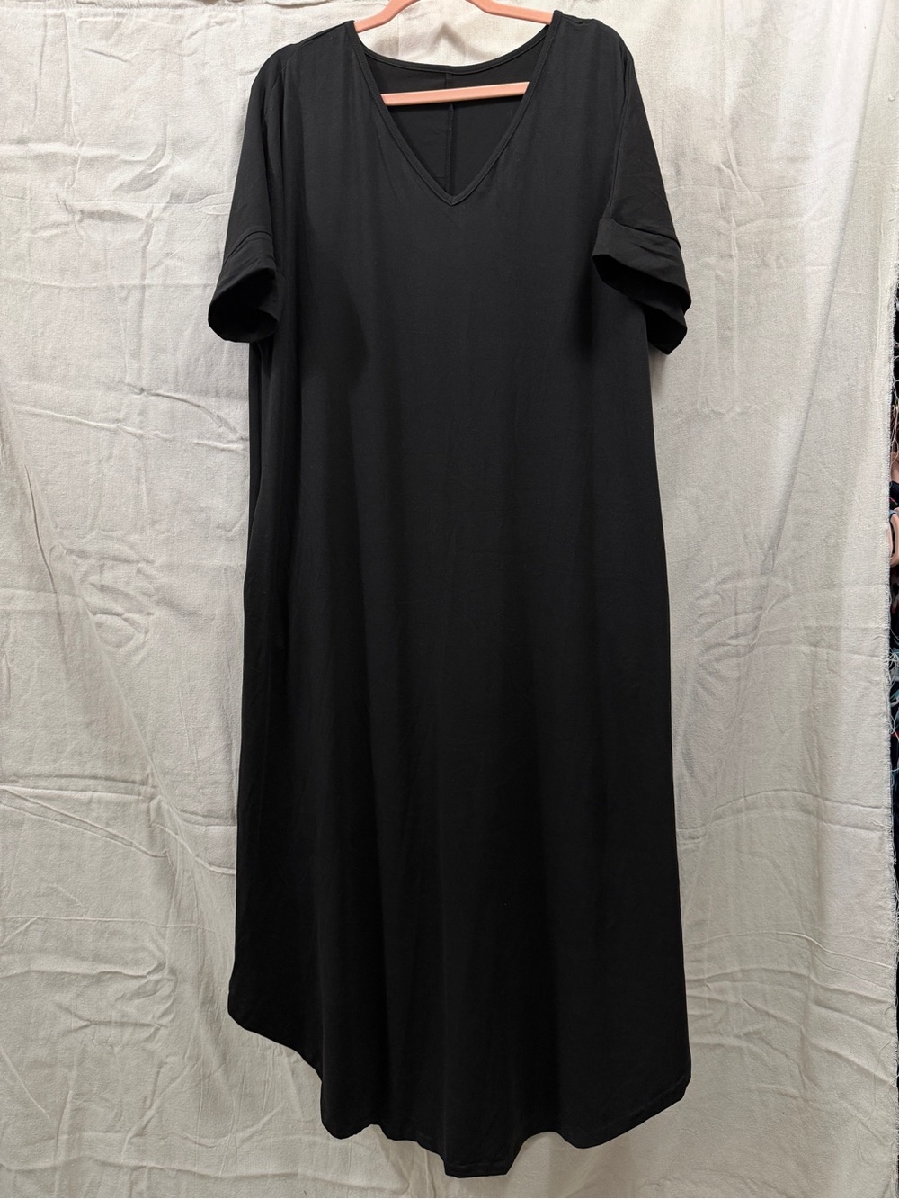 Black V-Neck Short Sleeve Women's Dress